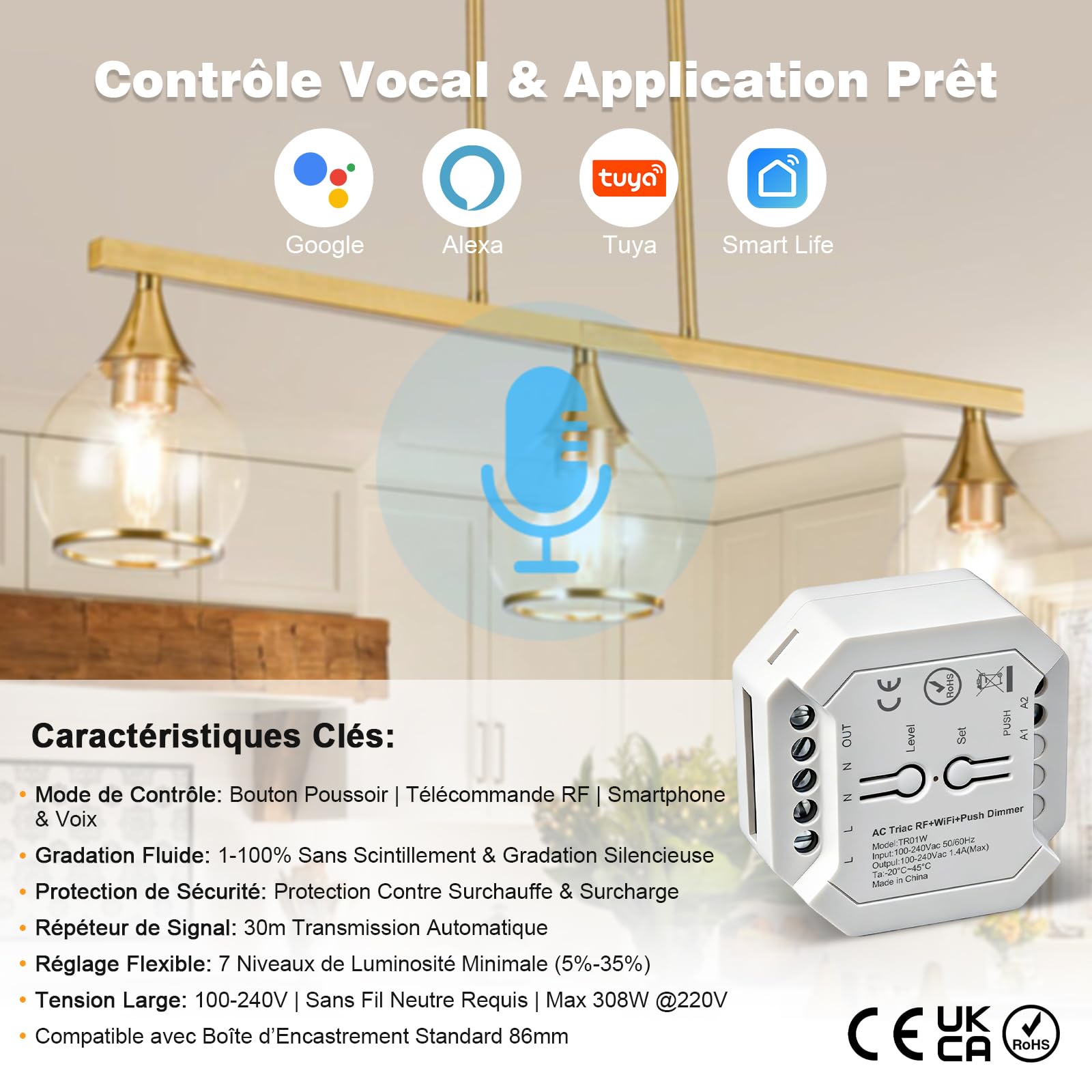 VIPMOON Variateur de Lumière LED Interrupteur Intelligent