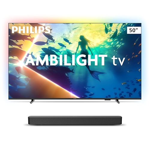 Philips Smart TV Ambilight 50" 4K 50PUG8100/78 + Soundbar TAB4000, Aparelho de Áudio pa...