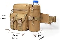 Vista 2 de Riñonera táctica con soporte para botella de agua, versátil e impermeable, cinturón de utilidad para senderismo al aire libre, camping, pesca (negro)