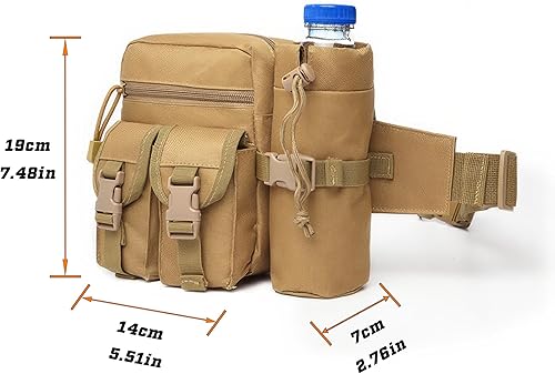 Miniatura 2 de Riñonera táctica con soporte para botella de agua, versátil e impermeable, riñonera militar, cinturón de utilidad para senderismo al aire libre,