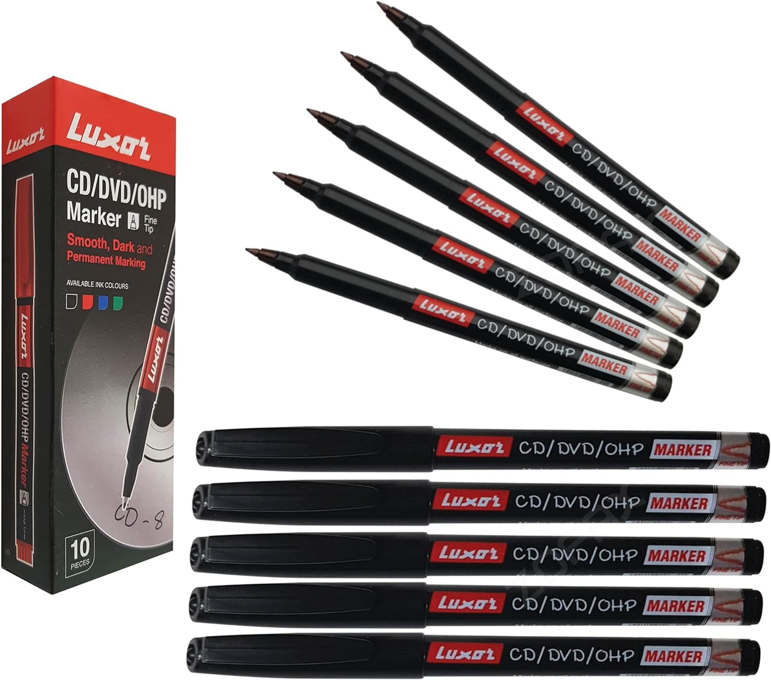 Sponsored Ad – Luxor Permanent Marker Pens (Fine Tip, Pack of 10) – CD/DVD/OHP Surface Markers, Waterproof Ink for Marking, Writing, Drawing, Black Ball Pen (Black)