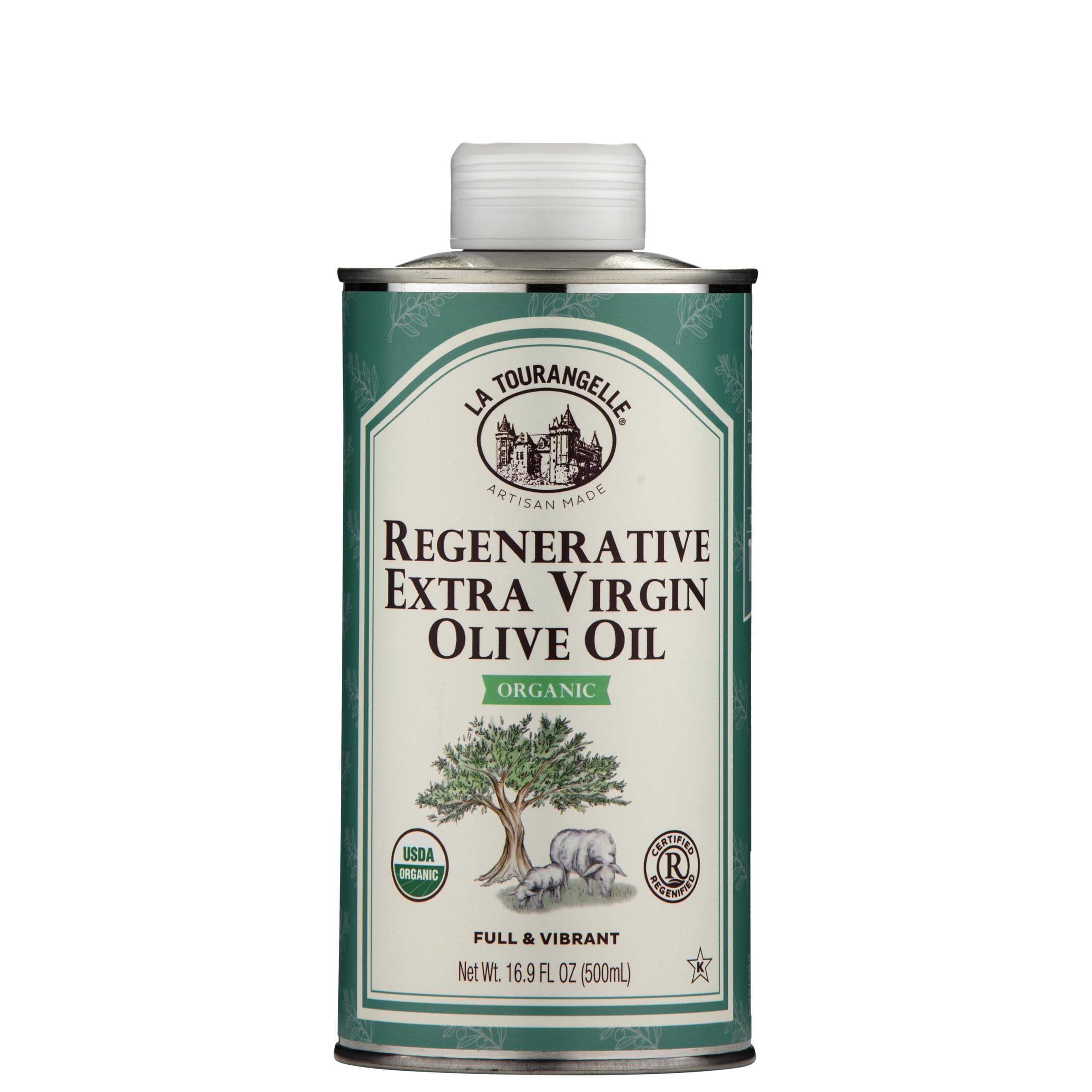 Regenerative Organic Extra Virgin Olive Oil, Cold-Pressed High Antioxidant Olives, Sustainable, 16.9 Fl Oz