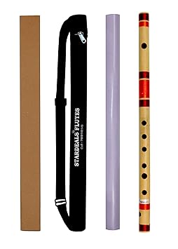 STARDEALS Professional Flutes E Natural Medium Bamboo Flute Bansuri Size 15 Inch With Free Carry Bag (Natural Brown)