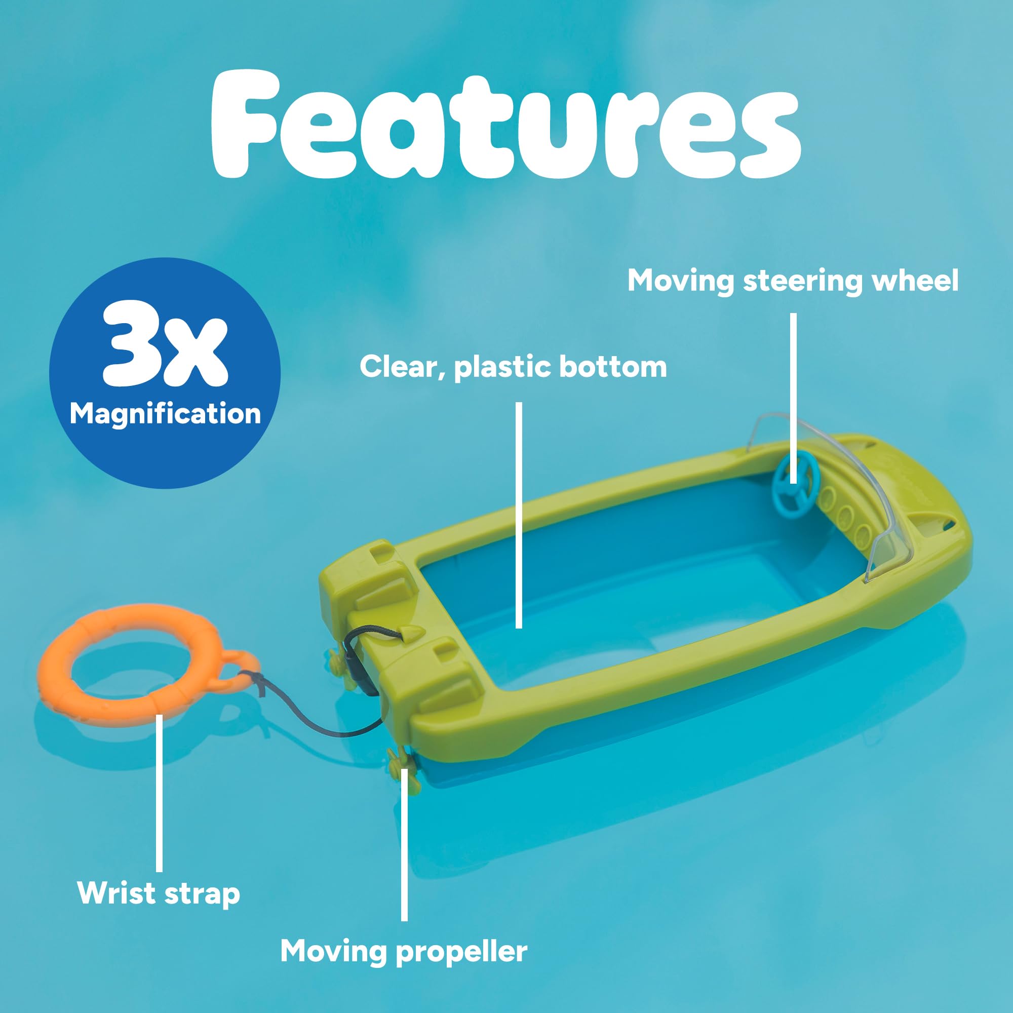 Learning Resources Bateau-loupe d’Exploration sous-Marine GeoSafari Jr – Loupe 3X – Jouet Sensoriel Étanche – Dès 3 Ans – Plastique Résistant + Dragonne