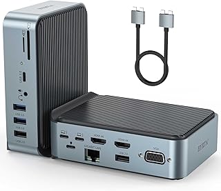 USB C Docking Station for MacBook Pro Air 15 in1 Dual Monitor 4K HDMI Multiport Adapter with 2 HDMI(4K @60Hz),VGA,3USB3.0,SD TF Card Reader and 100W PD USB C Port