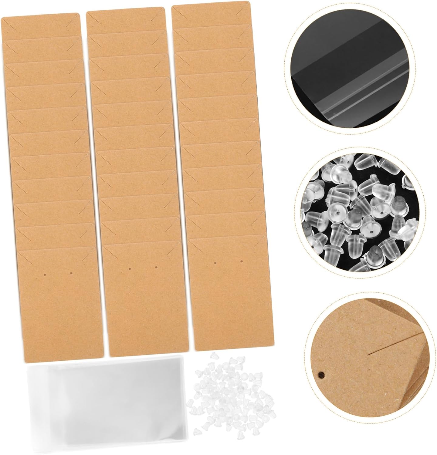 Gadpiparty 1Set Earring Display Cards with Bags Earring Backs Jewelry Packaging Kit for Earrings Necklaces and Bracelets Kraft Card Plastic Bags for Creative Presentation