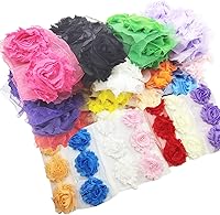 Etetevntt Shabby Chiffon Flowers 72pcs Random 6 Colors 2.5" Rose Trim for DIY Headbands Hair Clips Wedding Crafts Decor