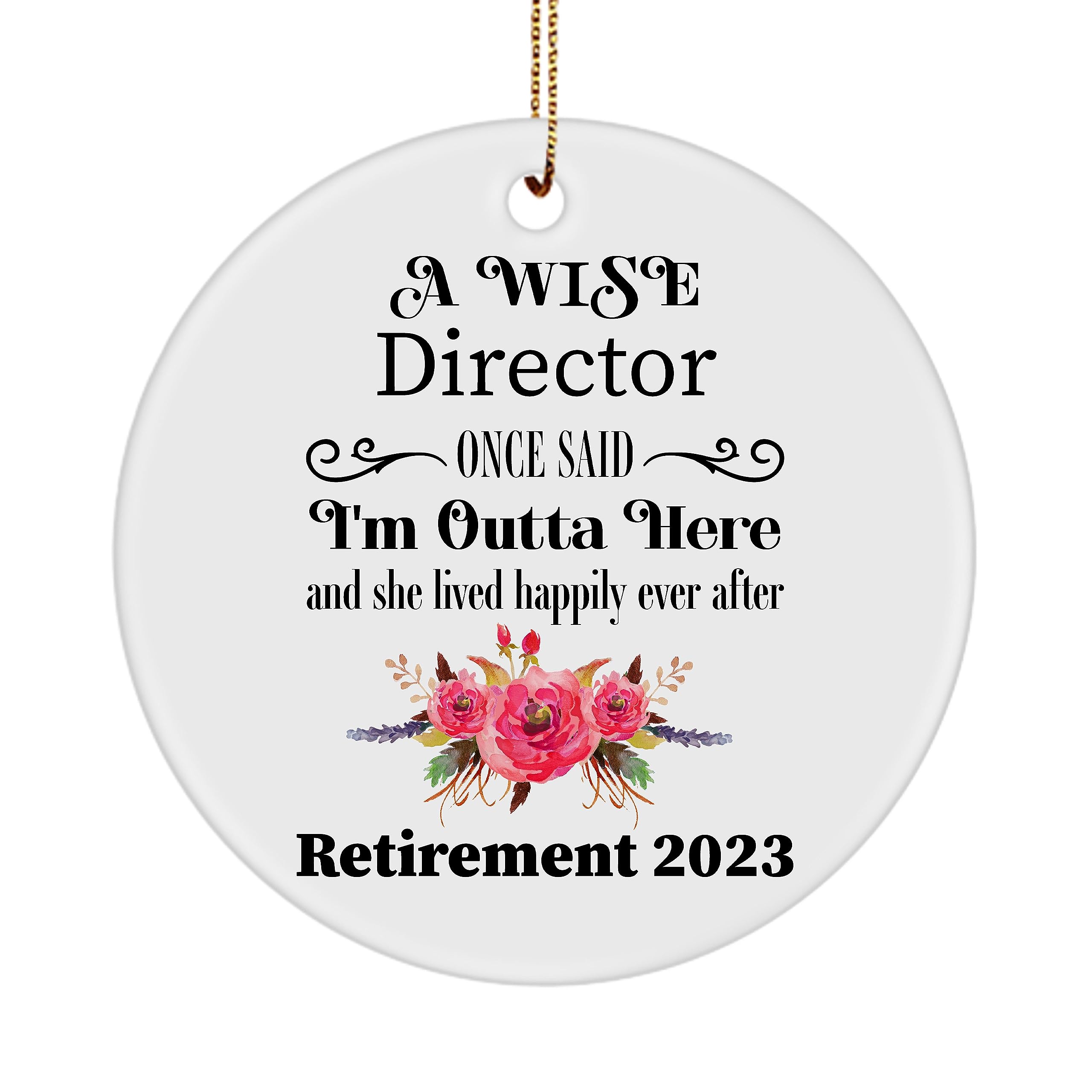 Director Retirement Ornament 2023, Gifts for Retiring Boss Coworker Manager Lady Female, Farewell Party Decoration Christmas Tree, Ceramic Circle, A Wise Women