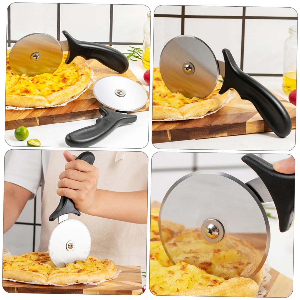 OUNONA 1Pc Stainless Steel Pizza Cutter Wheel with Plastic Handle Ergonomic Slicer for Pizza Cheese Waffles and More Easy to Clean Pizza Cutting Tool