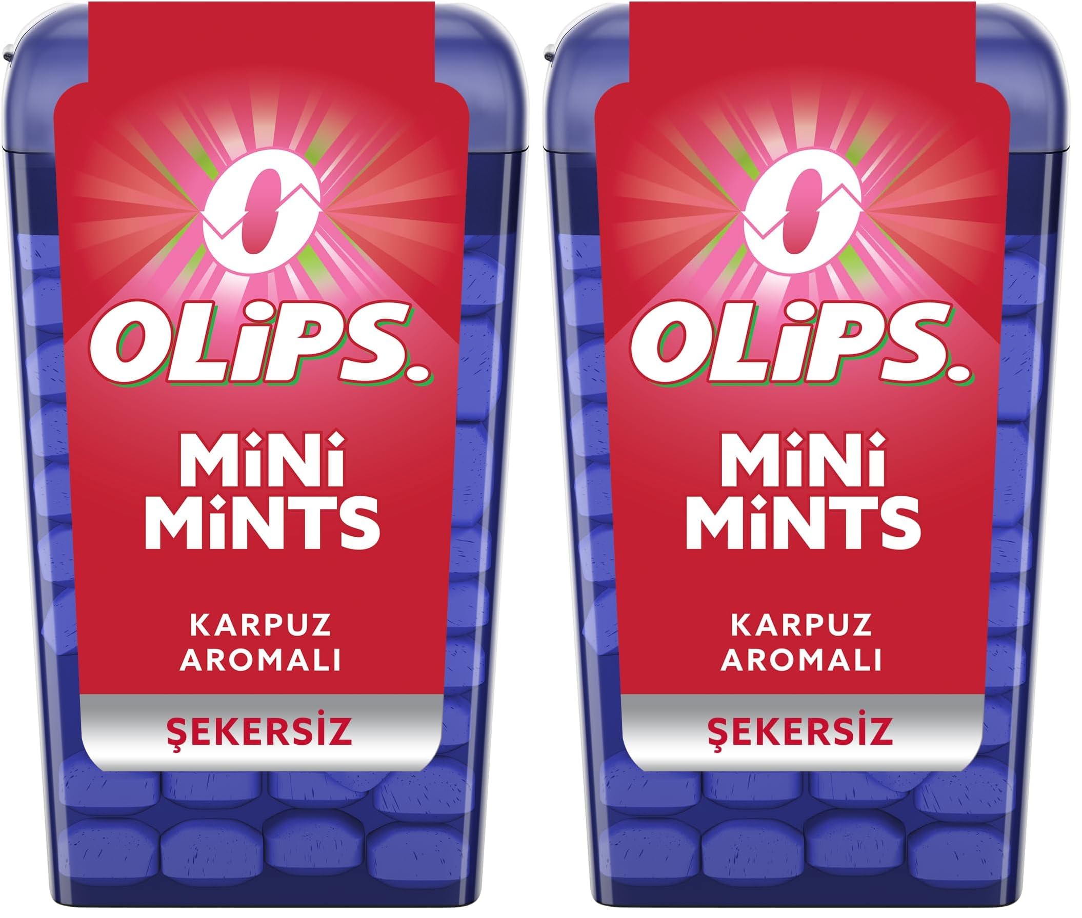 Olips Mini Mints Karpuz Aromalı Şekersiz Ferahlatıcı Şeker 12,5 gr 2li paket