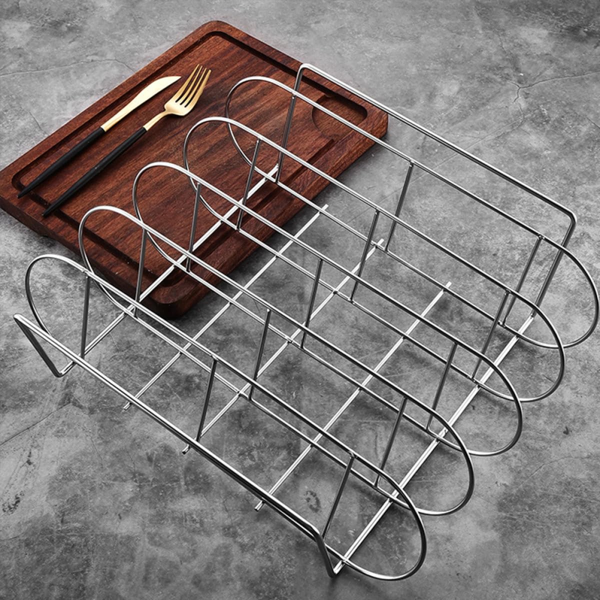Homoyoyo Supporto e Facile da Pulire in Acciaio Inossidabile Design Ergonomico Resistente e Portatile per Costine Barbecue per Grigliate a Casa e Picnic