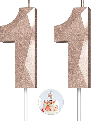 Miniatura 136 de Velas de cumpleaños con número (4 velas rojas) 3D con forma de diamante número Happy Birthday Cake Velas para fiesta de cumpleaños, boda, decoración