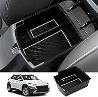 Vista 1 de SKTU para 2018 2019 2020 2021 2022 2023 Hyundai Kona Organizador de inserto de consola central ABS Materiales Negros 2023 Kona OS Bandeja