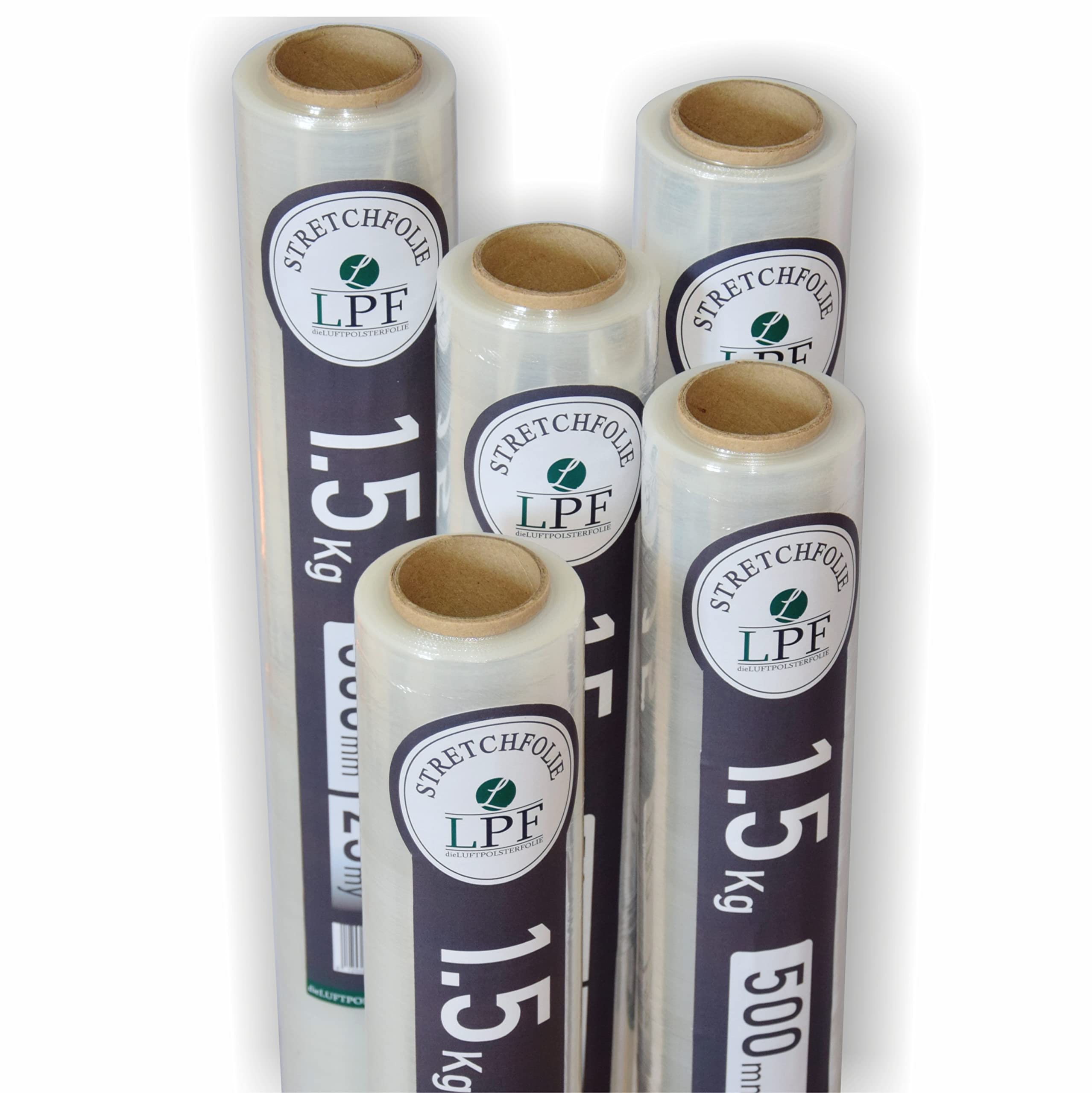LPF® - 5 Rollen Stretchfolie Transparent Wickelfolie Handstretchfolie 1,5Kg 50cm 500mm Verpackungsmaterial - Verpackungsfolie - Folie Für Möbel – Umzugsfolie (5)