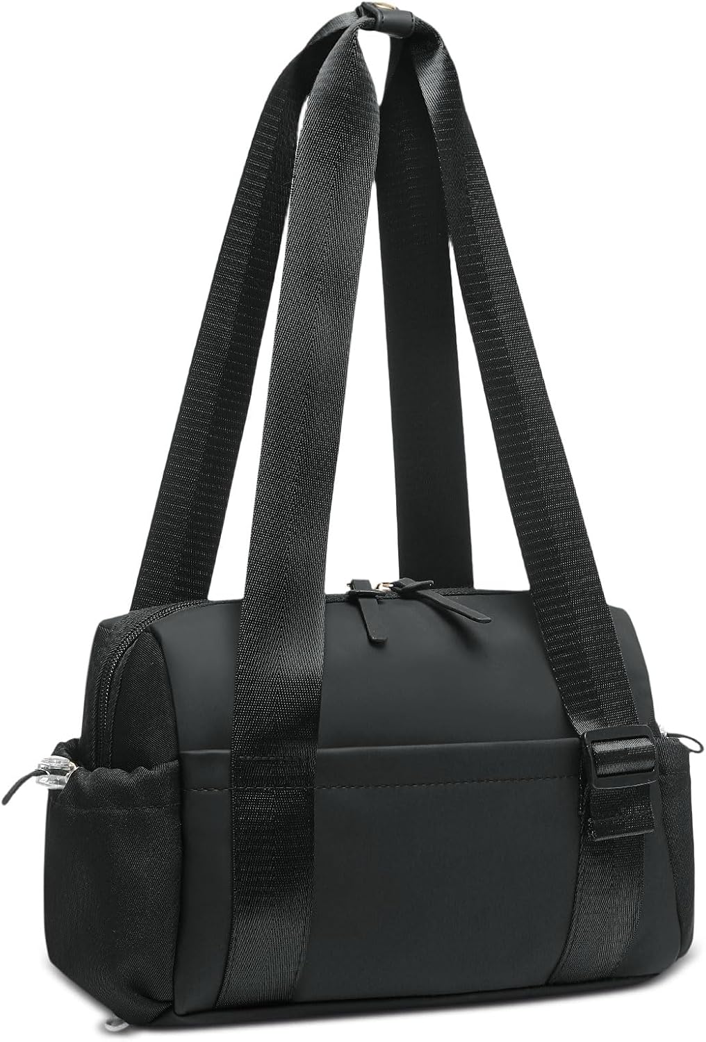 Mini Gym Bag for Women, Yoga Small Sports Bag for Women Girls, Waterproof PU Fitness Tote with Wet Compartment, Black