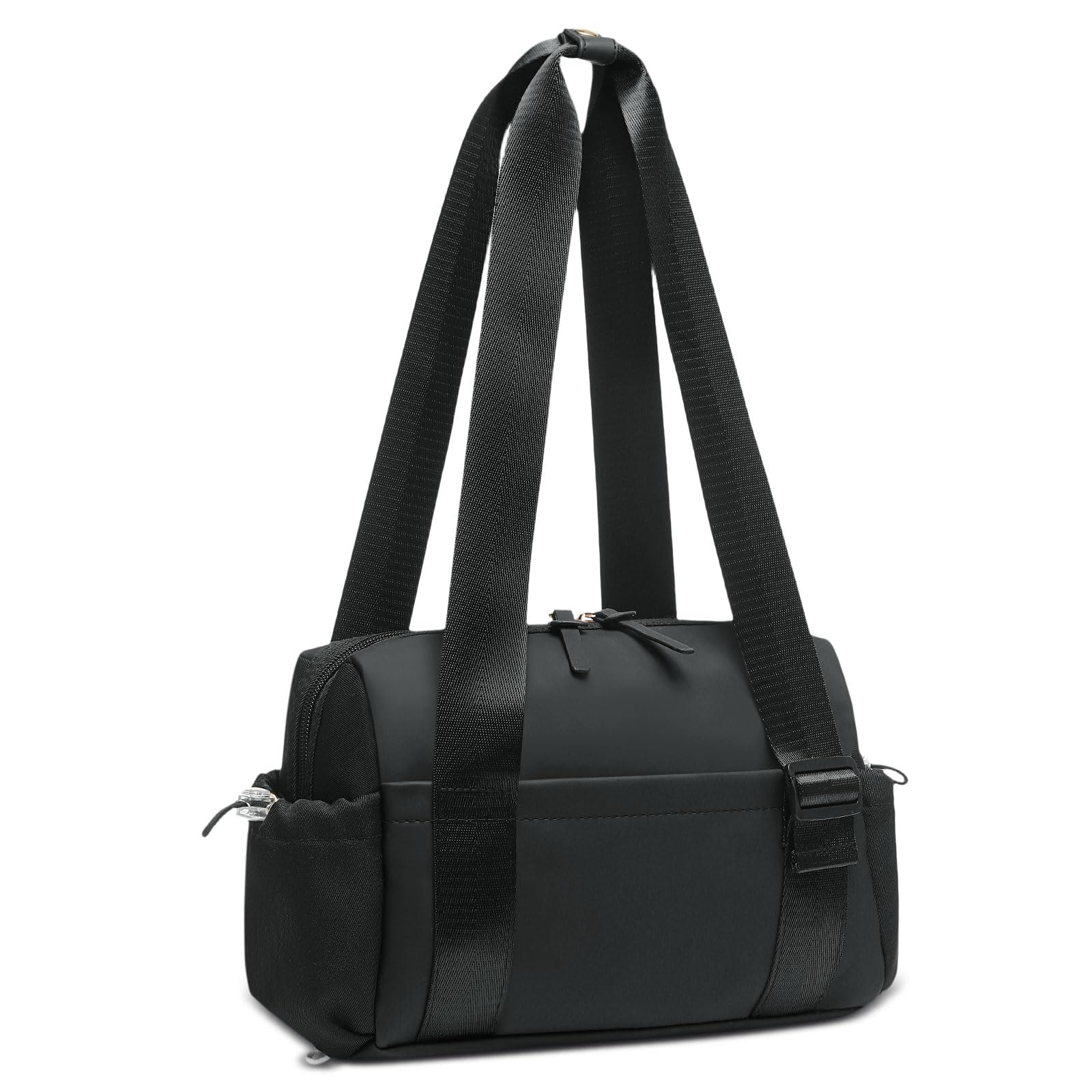SUIKIHUM Mini Gym Bag for Women, Yoga Small Sports Bag for Women Girls, Waterproof PU Fitness Tote with Wet Compartment, Black