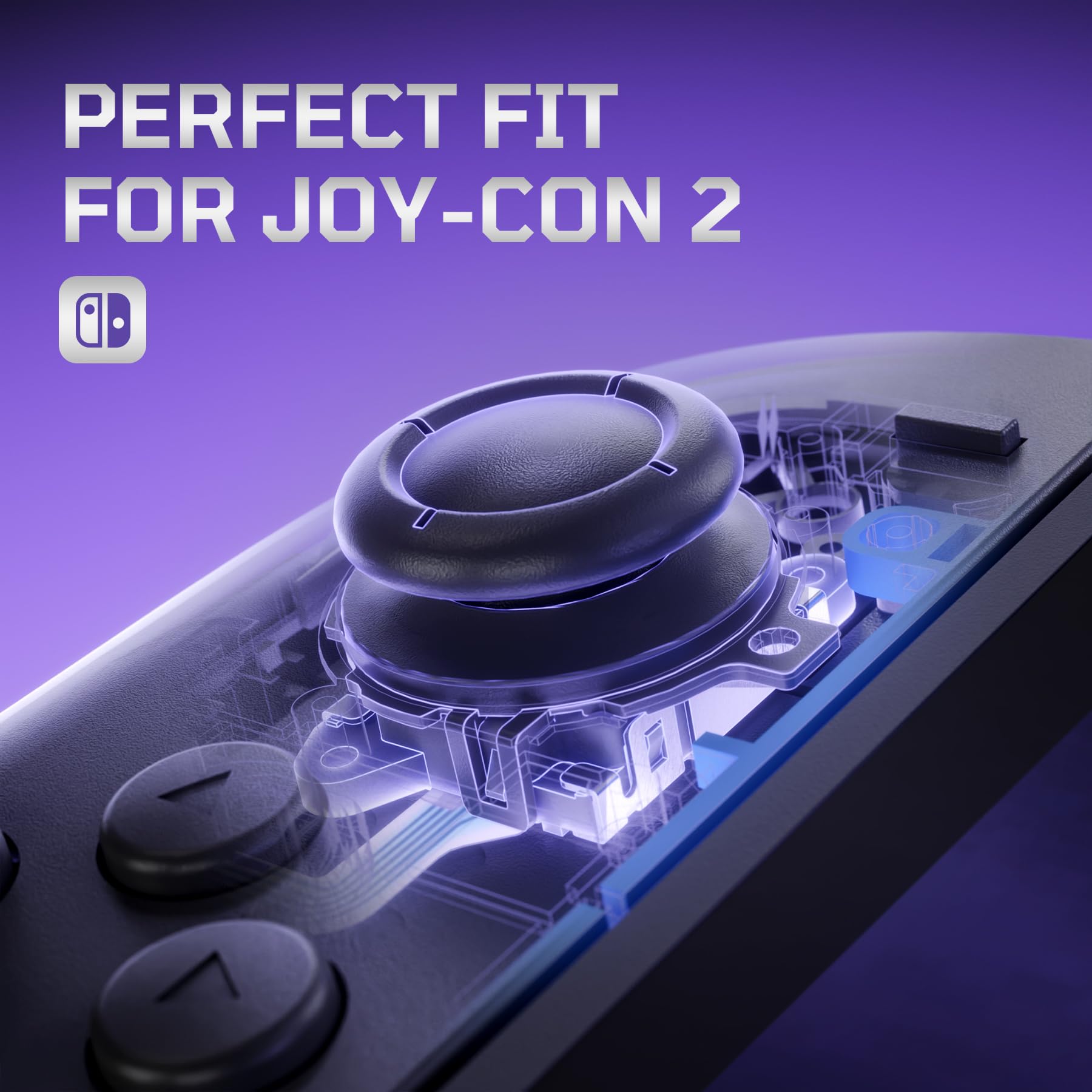 eXtremeRate Levette Analogiche 3D per Nintendo Switch 2, Stick Analogici Ricambio per Joycon 2, Thumbstick Accessori per Switch 2 con Strumenti di Riparazione, Multicolore - Nero