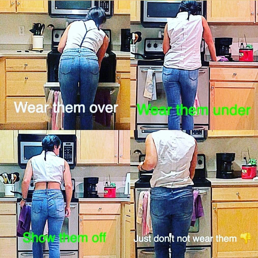 Suspenders Women, Women’s Suspenders with Hooks for Pants with Belt Loops, Under Clothes, Hidden Pant Support, Y-Back Style, Strong Hooks, Butt Lifting Undergarment, Skinny Straps, Black - Image 9