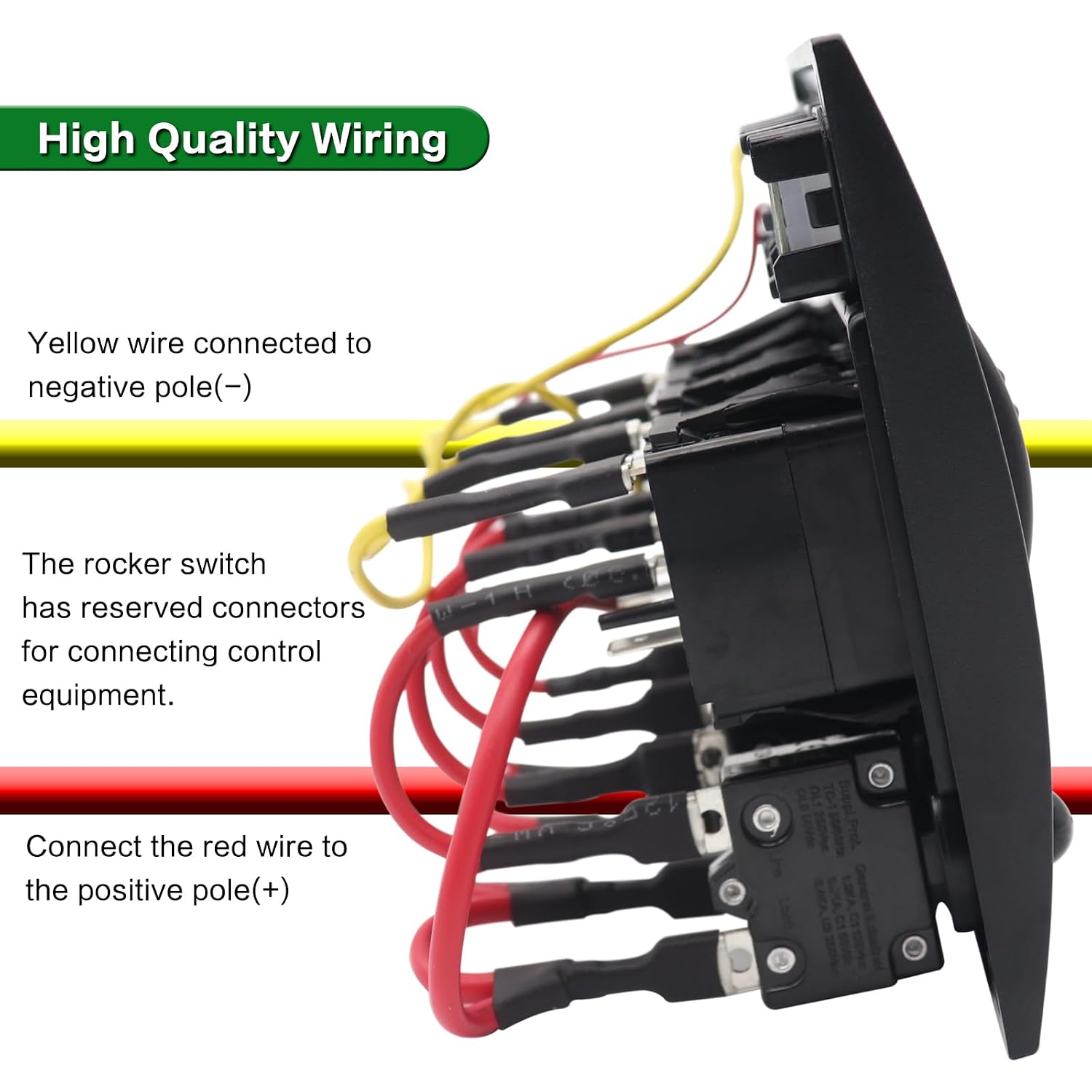 6 Gang Marine Toggle Switch Panel 12-24V On/Off 3Pin Switch with Circuit Breaker Overload Protection and Red LED Indicator Light IP66 Waterproof Pre-Wired Panel for Car RV Boat Truck
