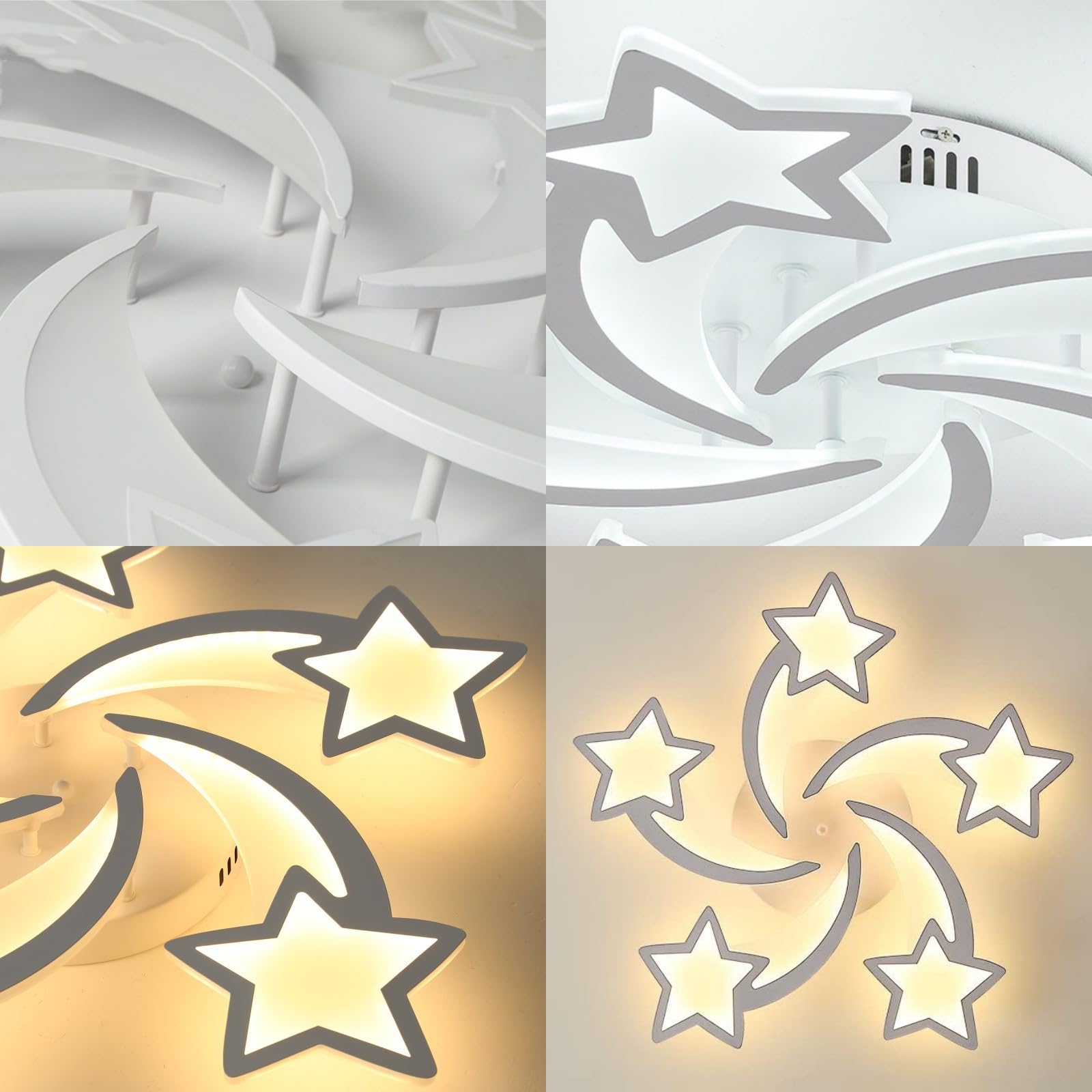 Comely LED Deckenleuchte, 50W 6200LM Moderne Deckenlampe Dimmbar mit Fernbedienung 3000K-6500K, Stern Deckenleuchte Kinderzimmer Lampe Decke für Wohnzimmer Schlafzimmer Küche (Weiß, Dia 65 CM) | Mit Fernbedienung, 3000K-6500K, Moderne Große Deckenleuchte