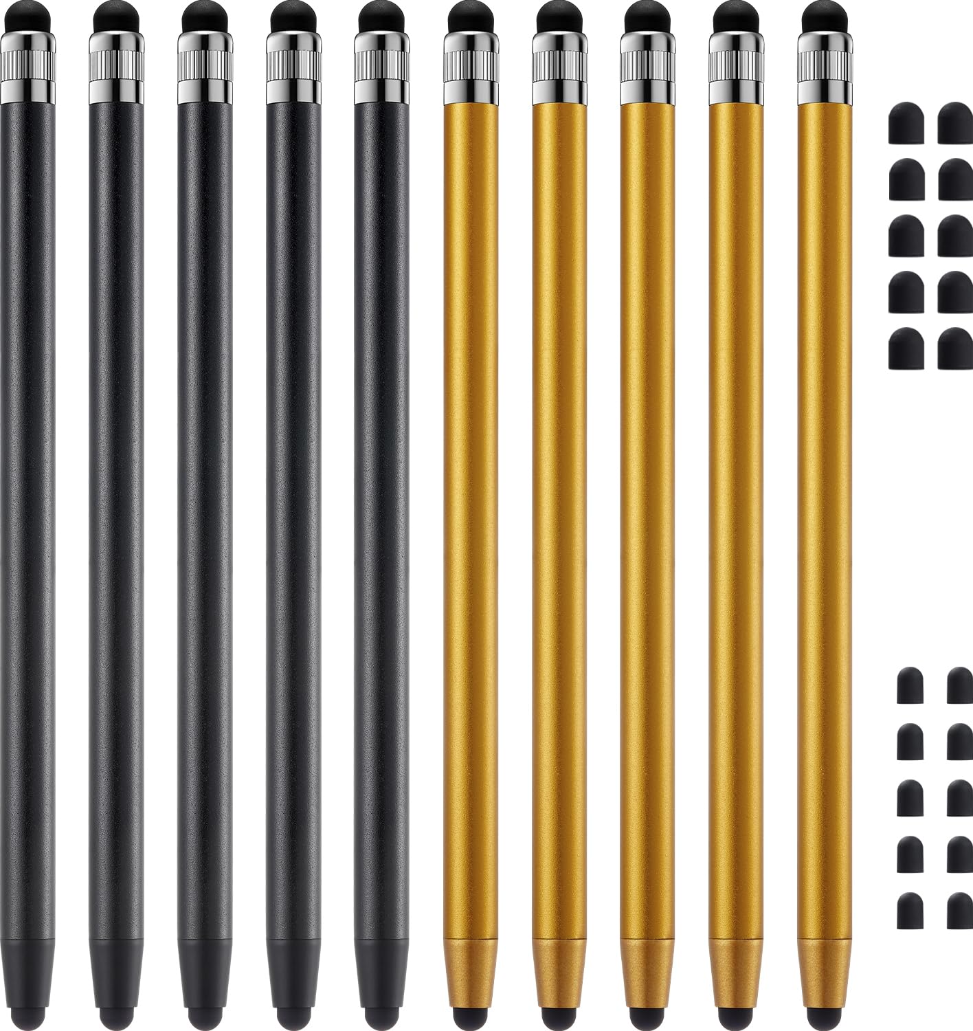 Stylus Pen for Touchscreen, ChaoQ 10pcs High Sensitivity and Precision Stylus Pen for iPad iPhone Android Compatible with All Touch Screens (Black/Gold)
