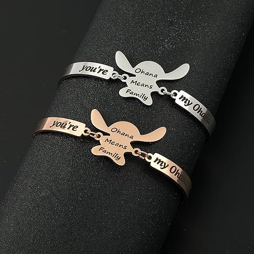 Miniatura 4 de Ohana Means Family Stitch Collar Llavero de puntada con piedra natal de acero inoxidable Ohana, juego de joyería de regalo para mujeres, niños y