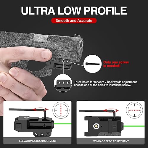 Miniatura 6 de SOLOFISH Vigas de perfil bajo para armas, haz magnético recargable verde, azul, rojo para pistola y rifle de pistola, mira de punto verde a prueba