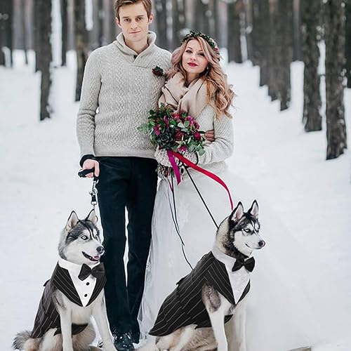 Miniatura 6 de Kuoser - Juego de traje y paliacate para perros grandes y medianos, tema de esmoquin, para bodas