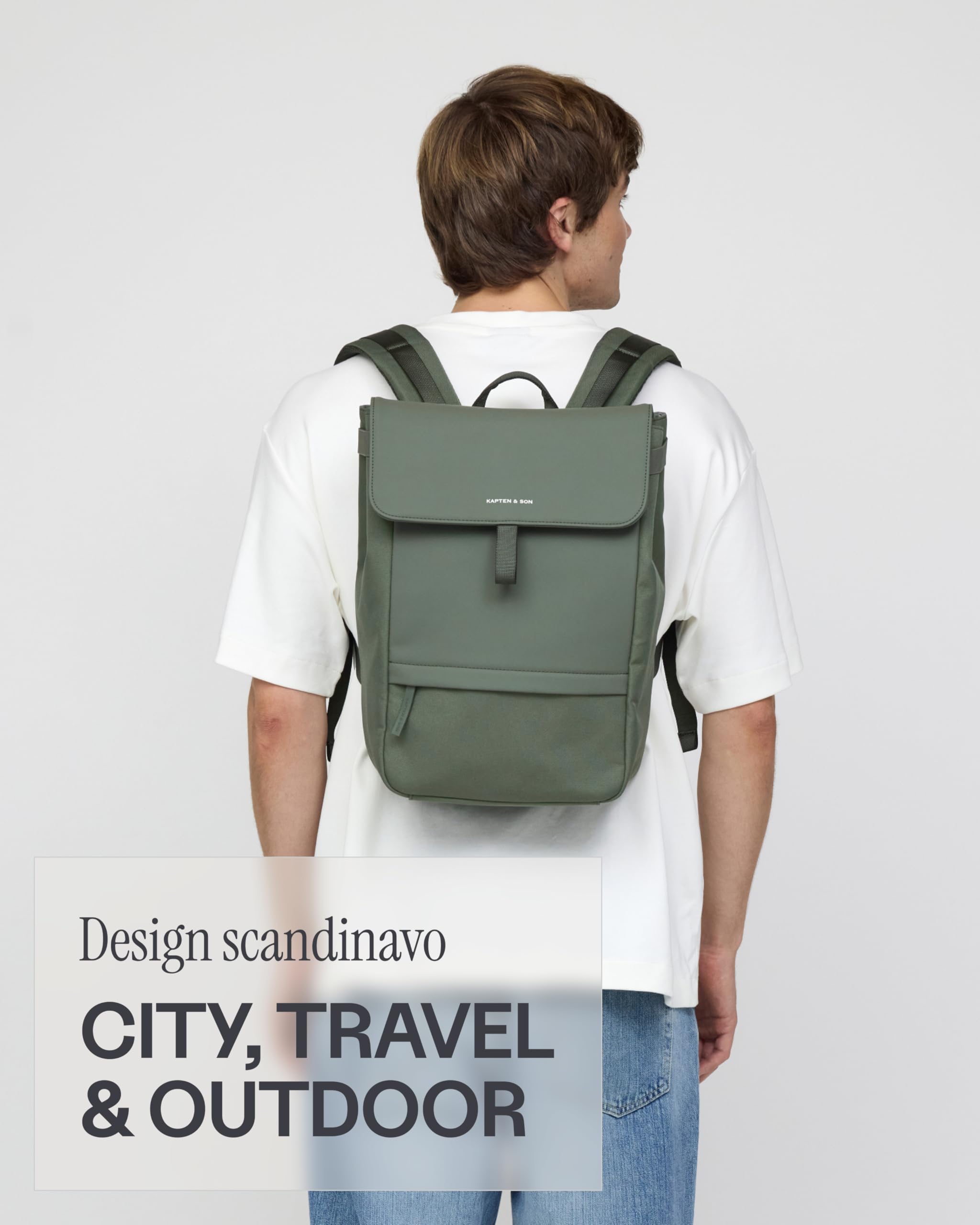 Kapten & Son zaino per il tempo libero con scomparto per laptop Fyn Backpack 13L Dusty Green verde scuro