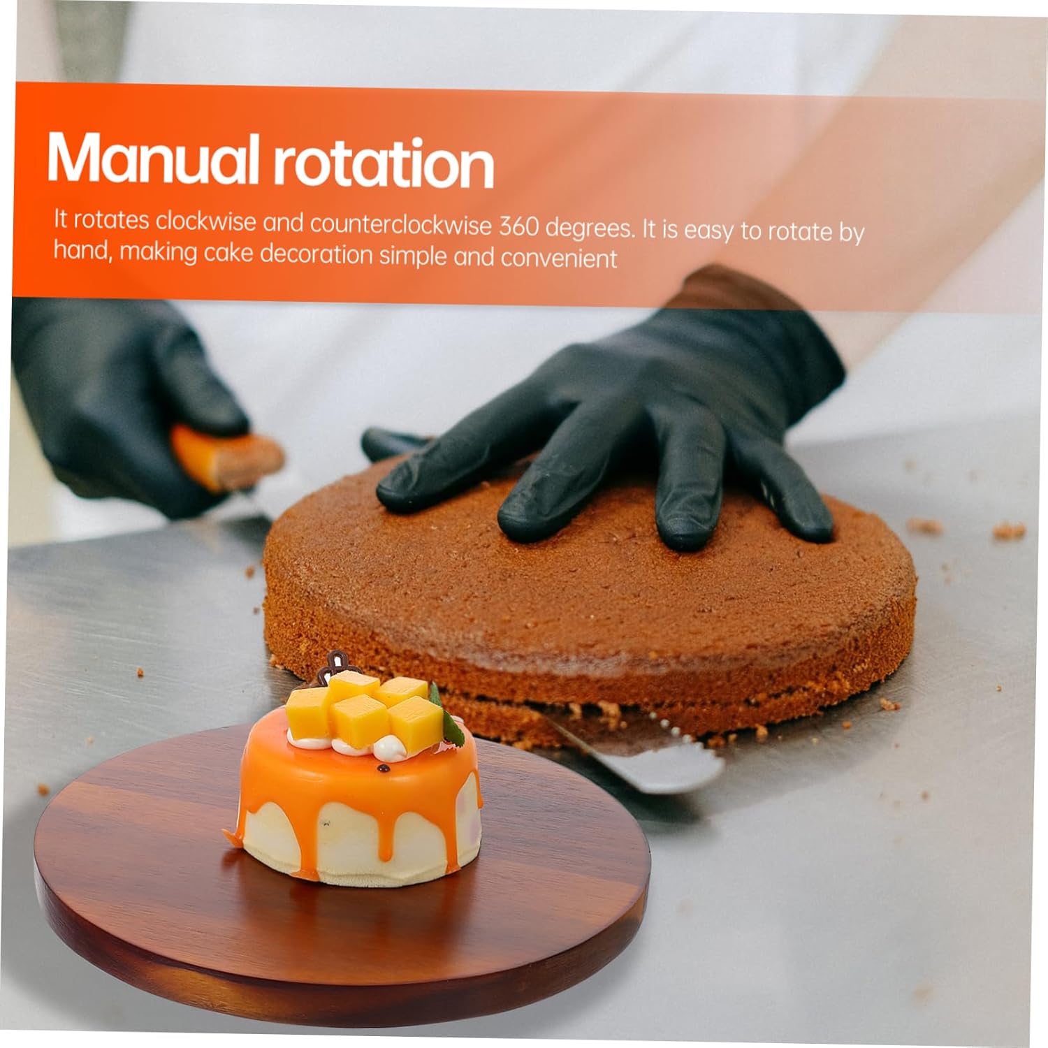 1Pc Wooden Cake Turntable Revolving Baking Stand for Easy Decorating Stable Design for Cakes Pastries and More for Home Baking