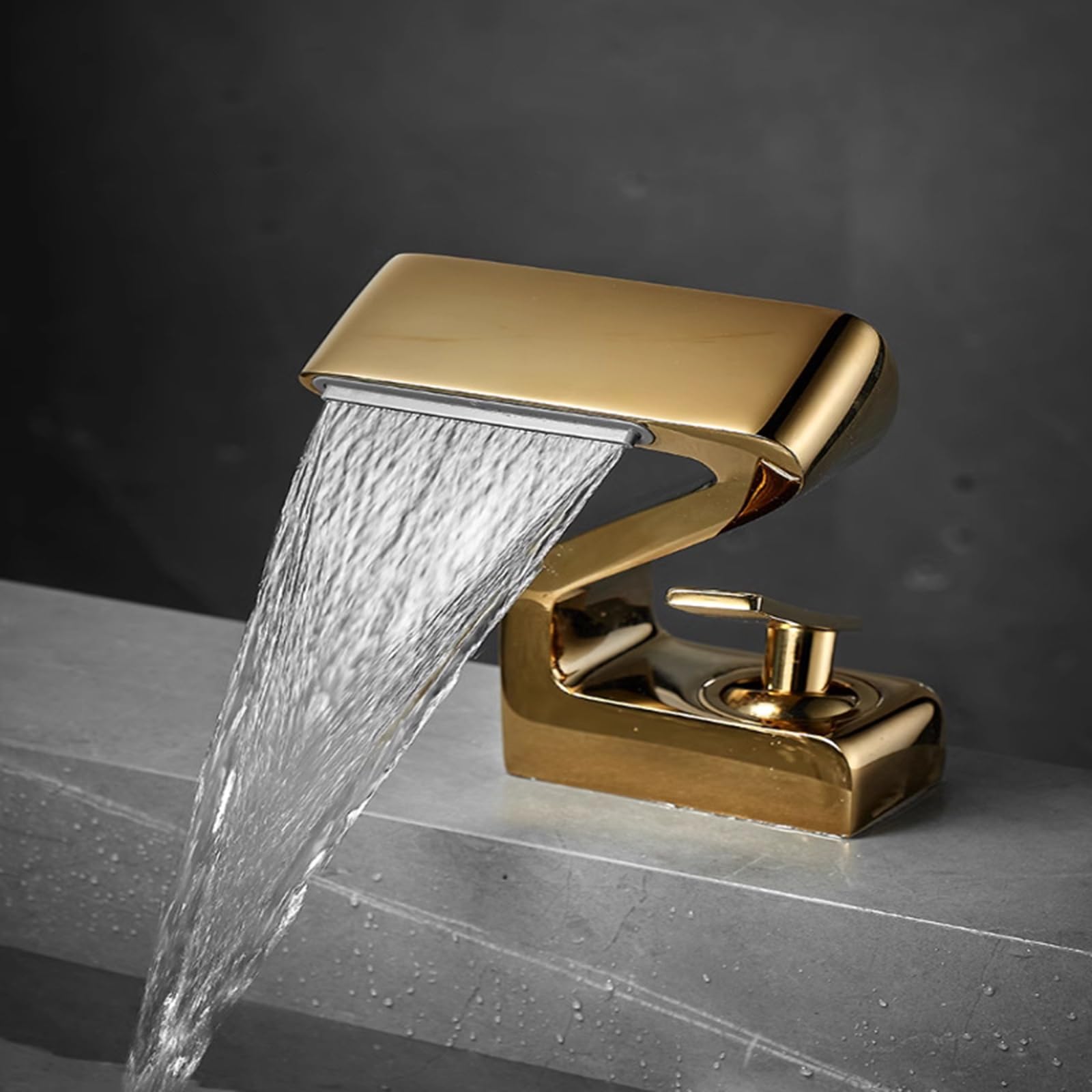 BiaoTeng Wasserfall-Wasserhahn Aus Messing – Graue Einhebelmischer Für Waschbecken
