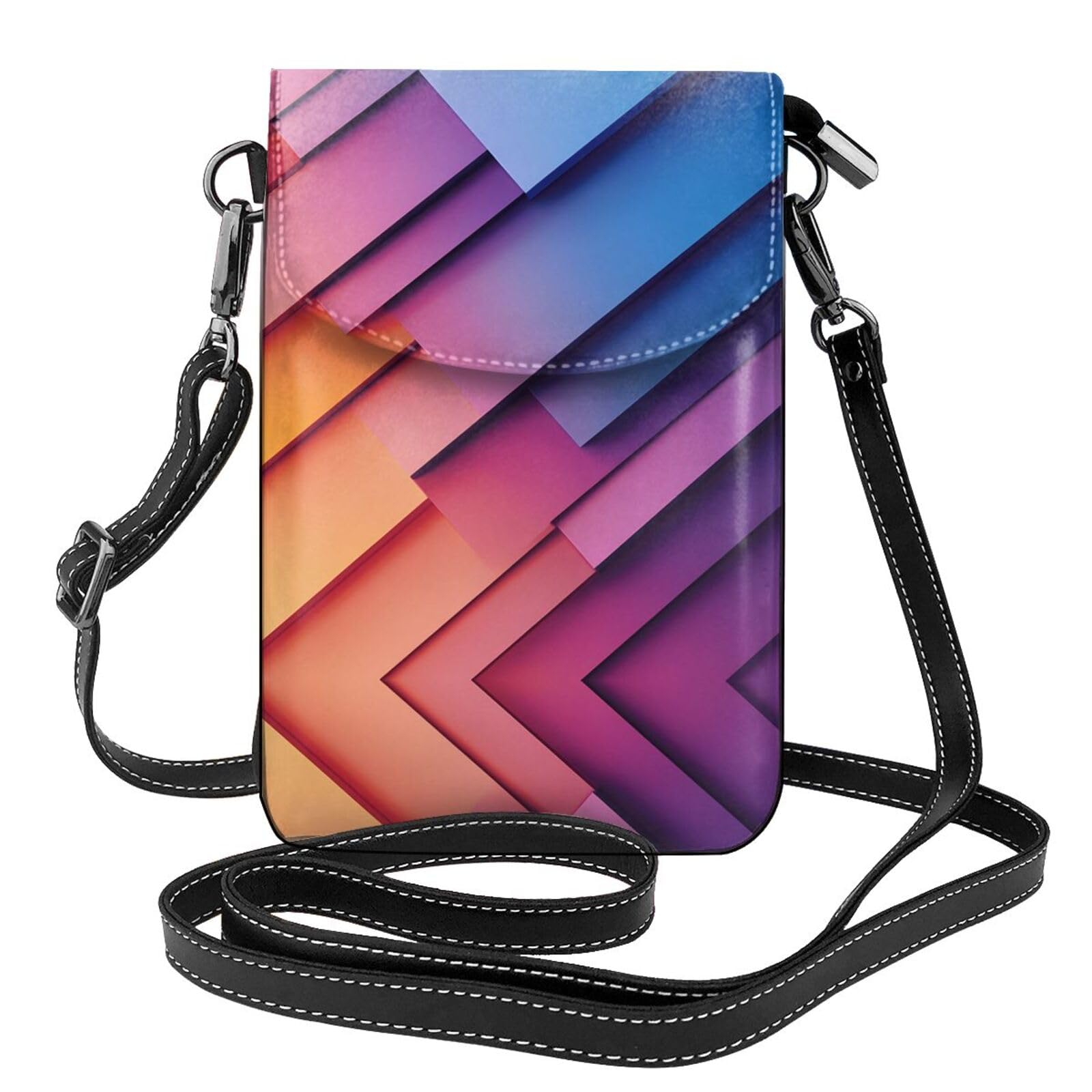 Sac téléphone en cuir imprimé dégradé de couleur chic et compact
