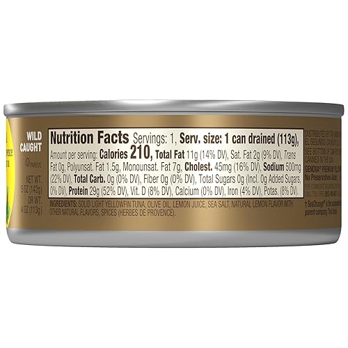 Miniatura 2 de Genova Premium Yellowfin Tuna in Lemon and Herbes de Provence Infused Olive Oil, Wild Caught, Solid Light, 5-Ounce Cans (Pack of 12)