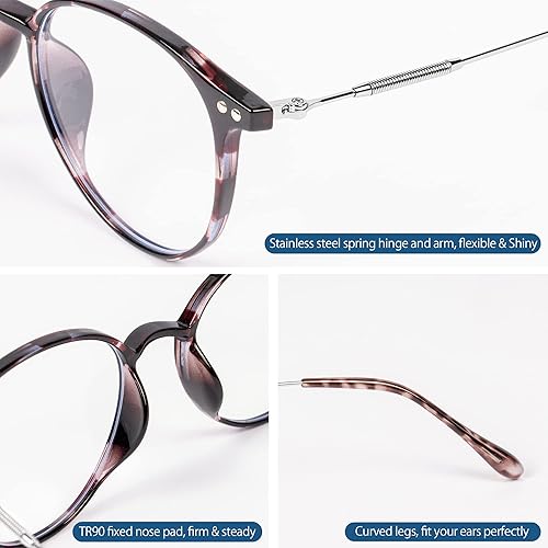 Miniatura 6 de HOFULK Gafas de bloqueo de luz azul para mujer gafas de luz azul para adolescentes gafas redondas de lectura para computadora gafas de juegos
