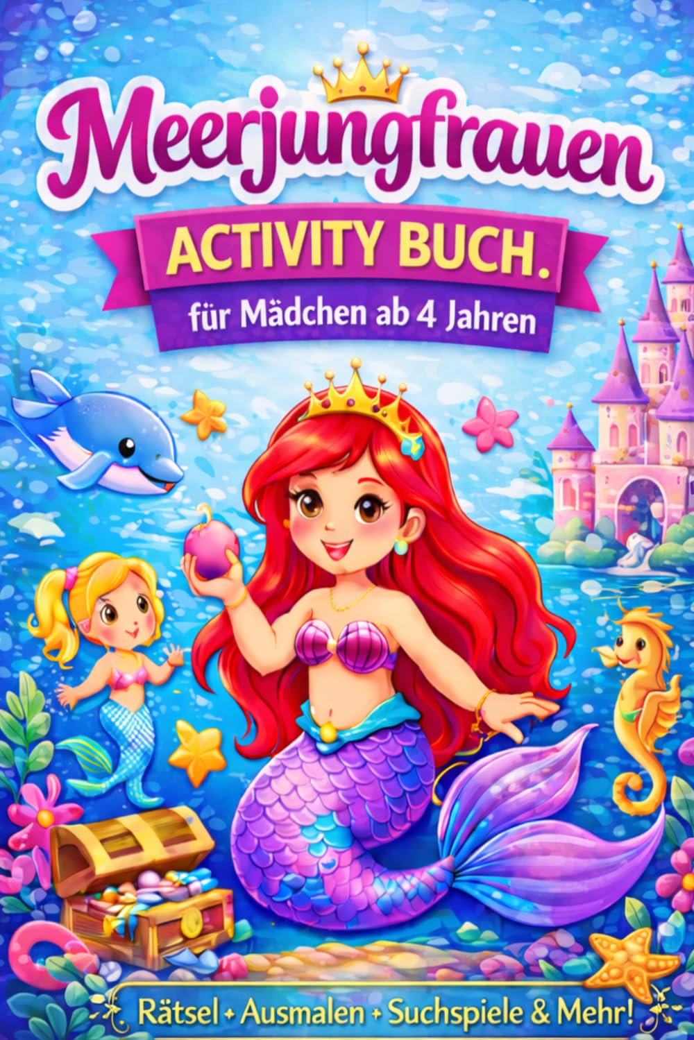 Meerjungfrauen Activity Buch für Mädchen: Rätsel, Labyrinthe, Ausmalbilder, Punkt-zu-Punkt und Suchspiele – Beschäftigungsbuch für Kinder von 4–8 Jahren