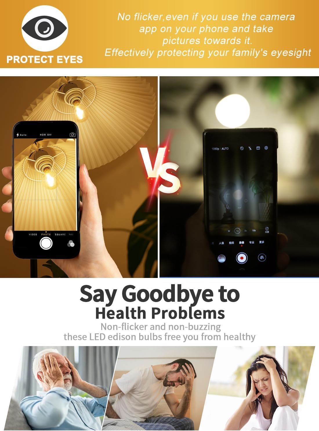 CRLight E12 LED Bulbs, 2W Candelabra Light Bulbs (25W Equivalent), 250LM 2500K Warm White, G16.5 Vintage Edison Globe for Chandelier Vanity Mirror, Amber Glass, Non-Dimmable, 12 Pack