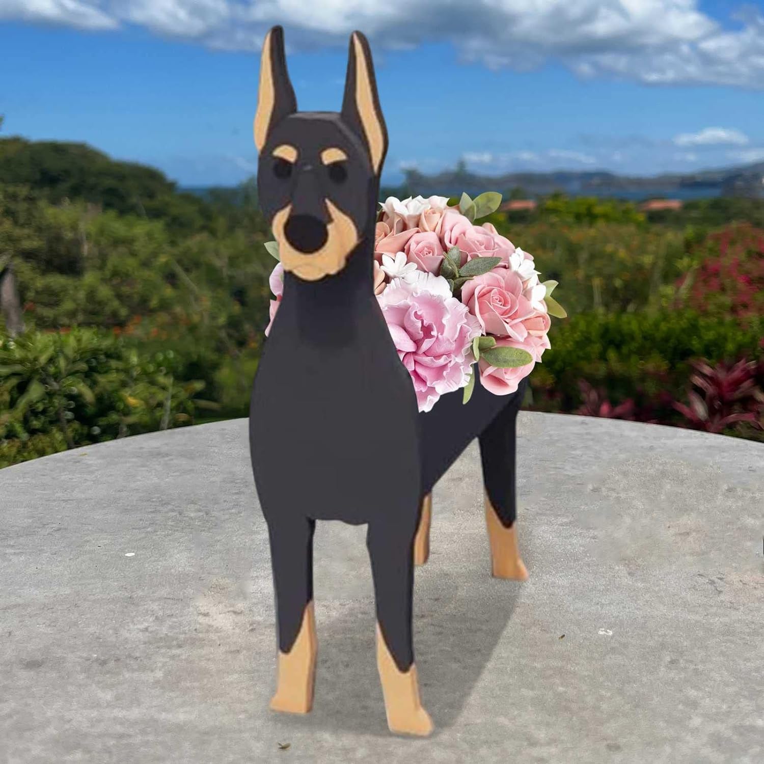 Pot de fleurs Dobermann pour en finir avec les pots cassants et lourds