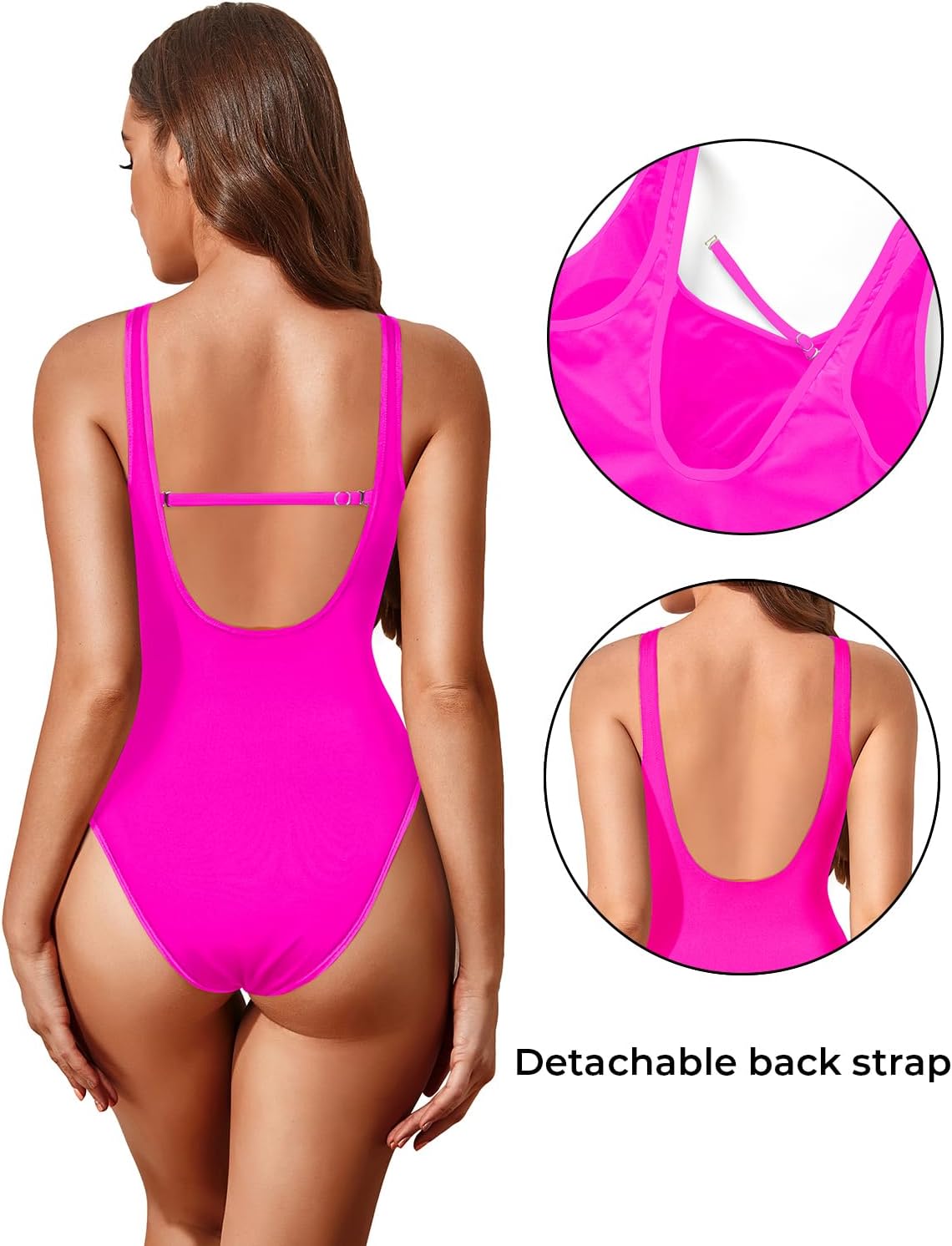 Tempt Me Women High Cut One Piece Swimsuit Low Back Scoop Neck Retro 80s Bathing Suit - Image 3