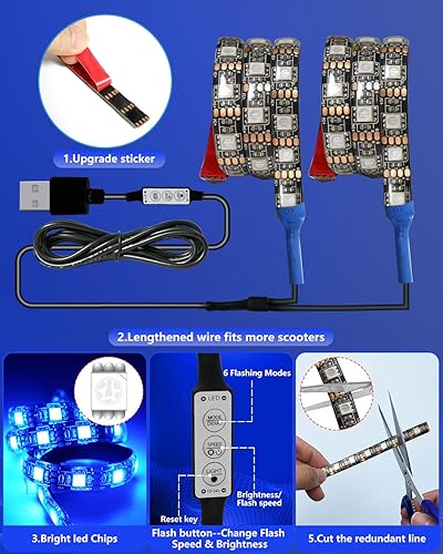Miniatura 5 de Keiurot Led Lights for Scooter Night Riding Electric Scooter LED Strip Light Led Light Strips 5V Flashing Mode for Outdoor
