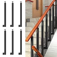 Vista 46 de 42/40/38/36/34in Square Stair Baluster Posts- 270° Adjustable Metal Railing Spindles with Flat Bracket Base and Screws Kits; Iron Posts are Suitable