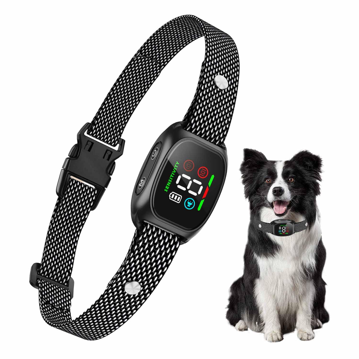 Anti Bark Collar for Dogs, No Shock Bark Collar, 8 Adjustable Sensitivities, Rechargeable Barking Collar with 4 Modes Beep & Vibration, IP67 Waterproof, Stop Dog Bark, for Small, Medium, Large Dogs