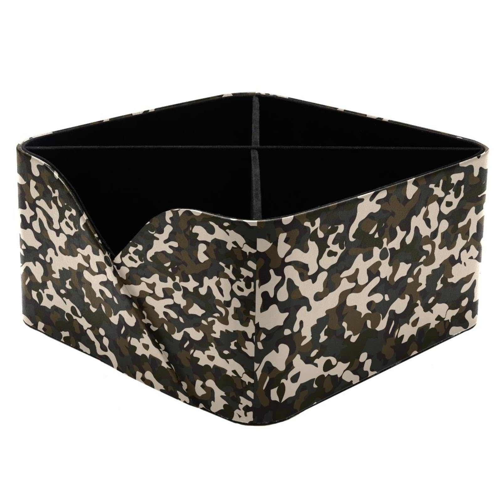KengjuTesu Camouflage War Army Desktop Organizer Pen Holder, Rectangular Pencil Cup for Office, Study and Makeup Stations