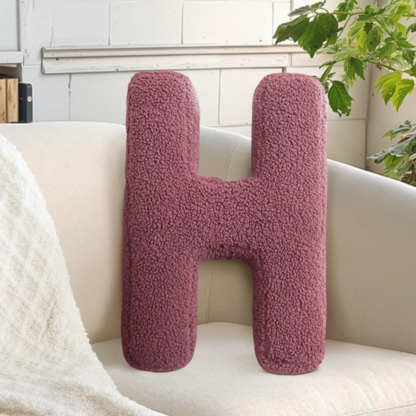 Initial Letter Pillow Cute Alphabet H Pillow for Sofa Couch