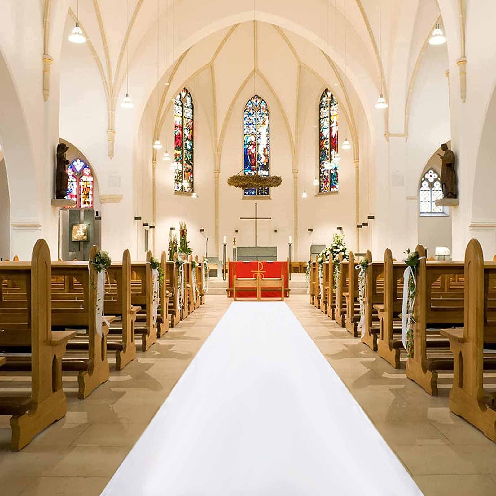 Chemin d'Allée pour Cérémonie de Mariage Largeur 1m/1.2m Chemin d'Allée Blanc pour Décorations d'Eglise de Mariage en Plein Air (Blanc)