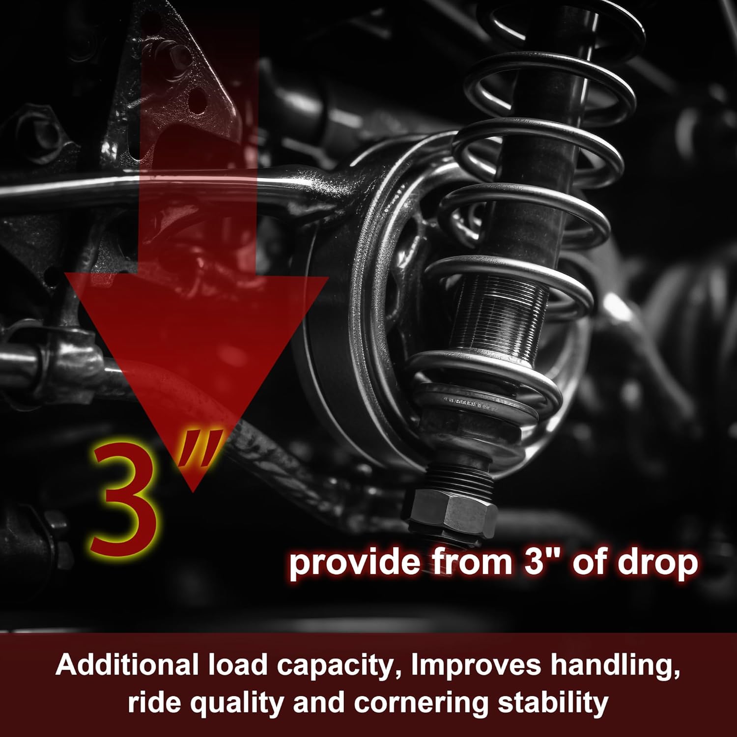 3" Drop Front Lowering Spring Compatible with 1988-1998 Silverado Sierra C1500, Front Drop Coils Spring, Heavy Duty Coil Spring