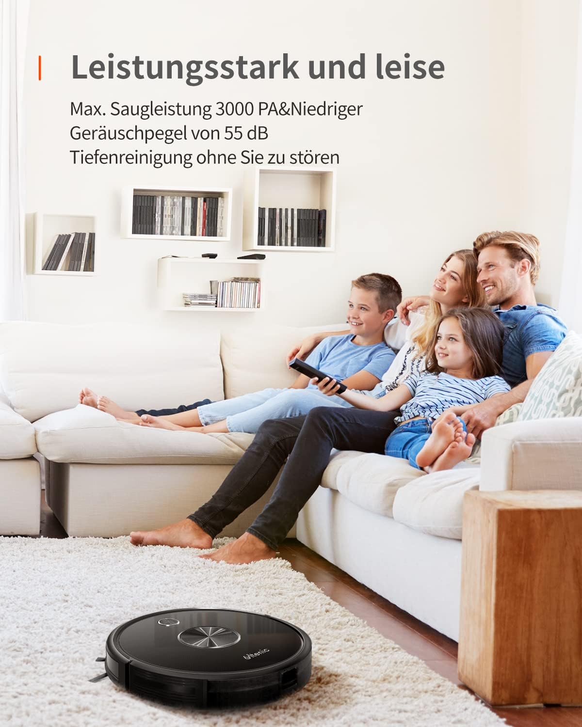 Ultenic D5 Robot Vacuum Cleaner, WiFi Connectivity, Alexa Control, Smart Mapping, Auto Carpet Boost, 2200Pa Max Suction, 600ML Large Dustbox, Self-Charging, for Pet Hairs, Hard Floors and Carpets