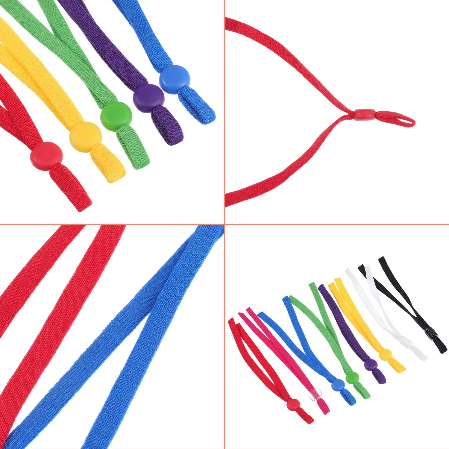 150 Pieces Elastic Cord Bands with Adjustable Buckle Flat Elastic Loop Stretchy Ear Band Straps for DIY Sewing and Crafting, Multi Colors