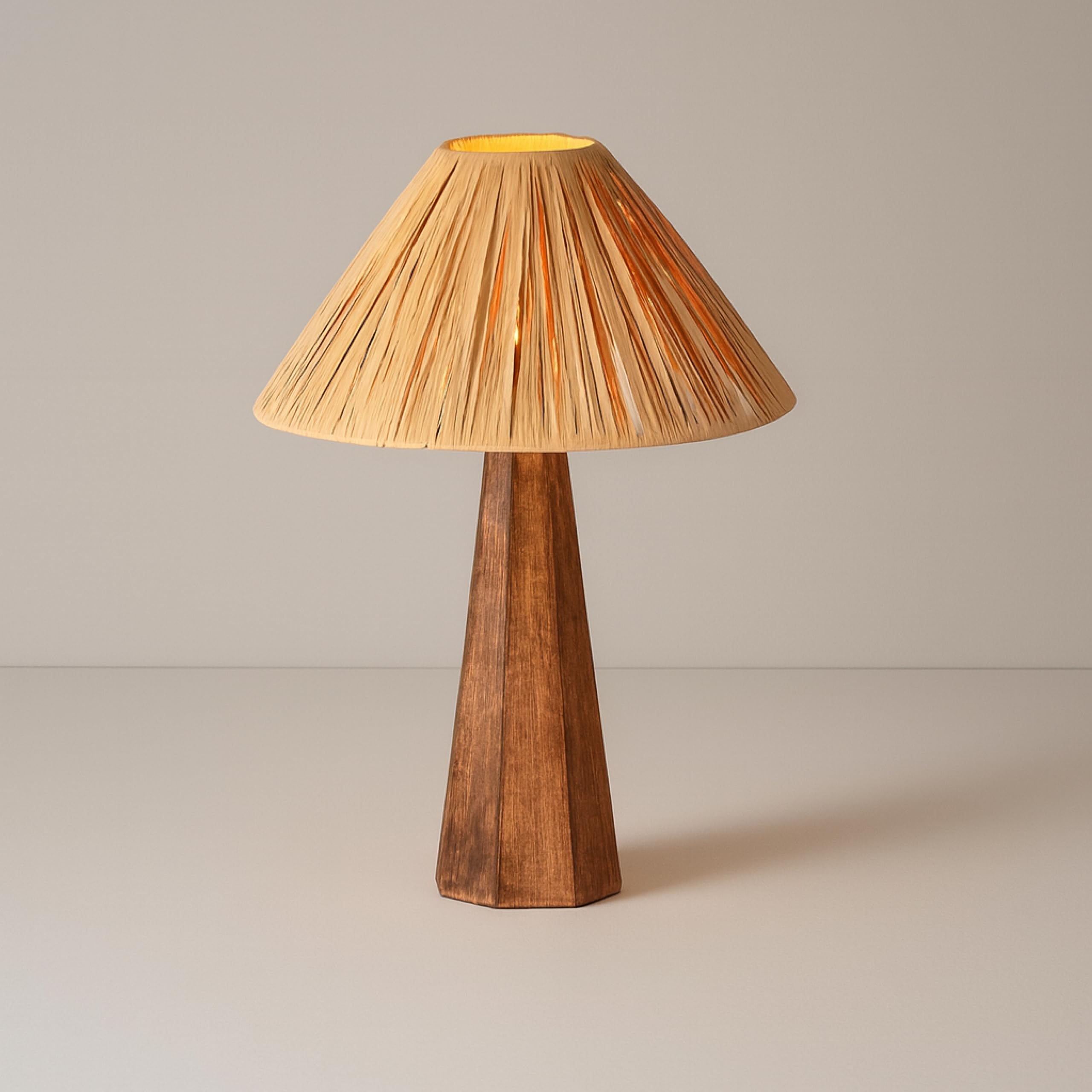 Timberlight Decorative Table Lamp for Living Room & Bedroom, Design with Raffia Shade and Mango Wood Base, E27 Bulb Compatible (35 cm x 48 cm)-picture-12
