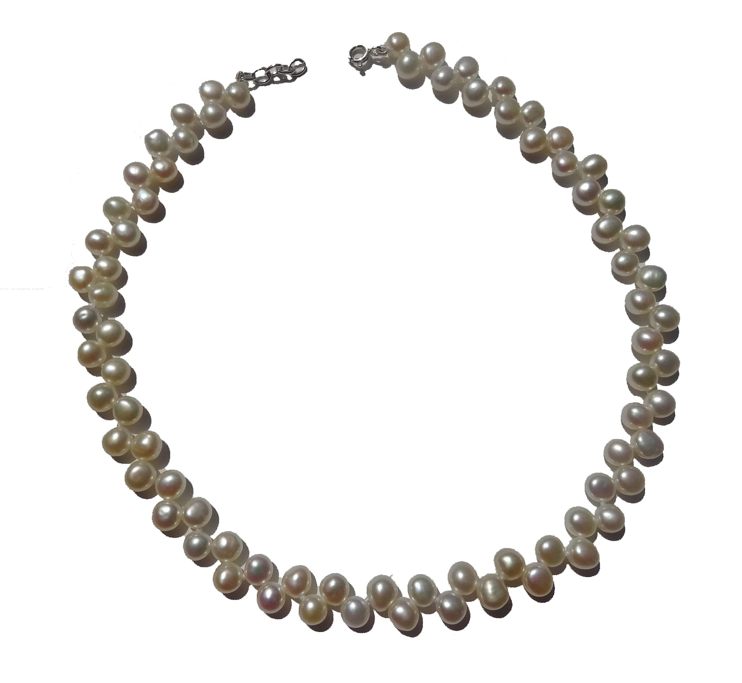 Collier petites perles de culture d'eau douce deux rangs blanche, le cadeau de bijoux idéal - 7