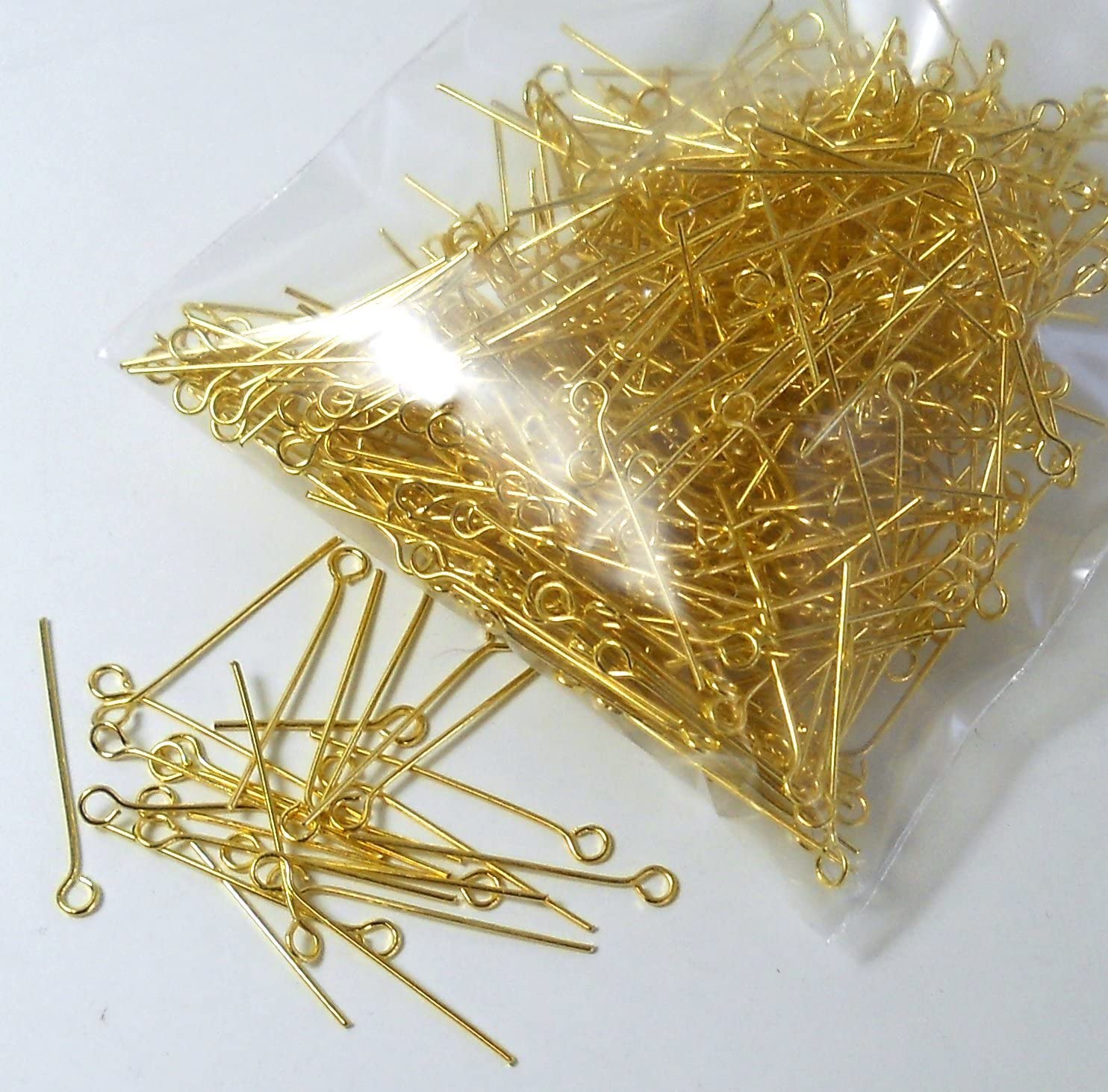 Sunshades Mini Metal Wire Eyepins Beading Small Open Eye Pin Head Pins Needles Straight Gold Connectors for DIY Craft Jewelry Making Bead Earring Pendant Necklace Bracelet - Pack of 50 Pcs 2